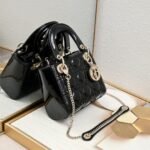 Dior Lady Dior Bag Powder Black Patent Cannage Calfskin Golden Hardware - Bag - Image 2