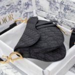 Dior Saddle Handbag Oblique Jacquard Black Bag - Image 6