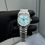 Rolex Daydate 36 mm President Fluted Bezel Ice blue Dial 128236 - Image 2