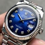 [Super Clone] Rolex Daydate 36 mm President Fluted Bezel Blue ombre Dial 128239 - Image 4