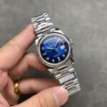 [Super Clone] Rolex Daydate 36 mm President Fluted Bezel Blue ombre Dial 128239 - Image 5