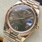 [Super Clone] Rolex Daydate 40 mm President Fluted Bezel Chocolate Dial 228235 - Image 6
