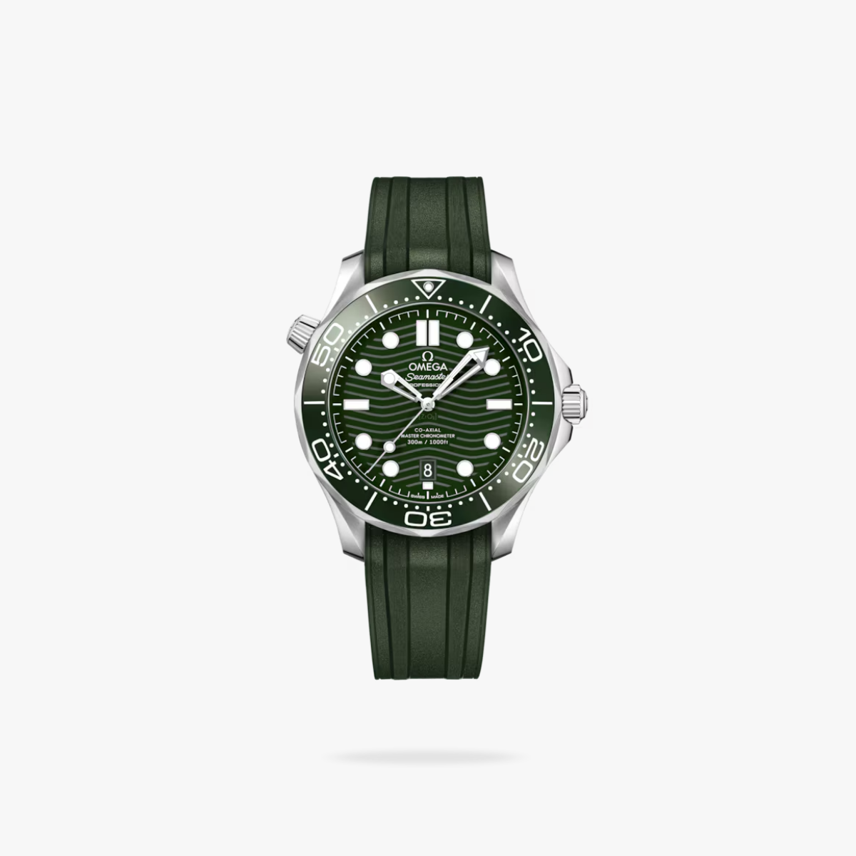 CEL-W-OM-005.png Omega Seamaster Diver 300M 42mm Steel On Rubber Strap Green Dial - Image 1