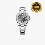 [Super Clone] Rolex Yacht Master 37 mm Oyster Silver Bezel Slate Dial 268622