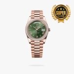 [Super Clone] Rolex Daydate 40 mm President Brilliant diamond set Bezel Green Dial 228348RBR Swiss movement