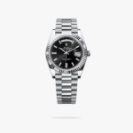 Rolex Daydate 40 mm President Fluted Bezel Bright black set with diamonds Dial 228236